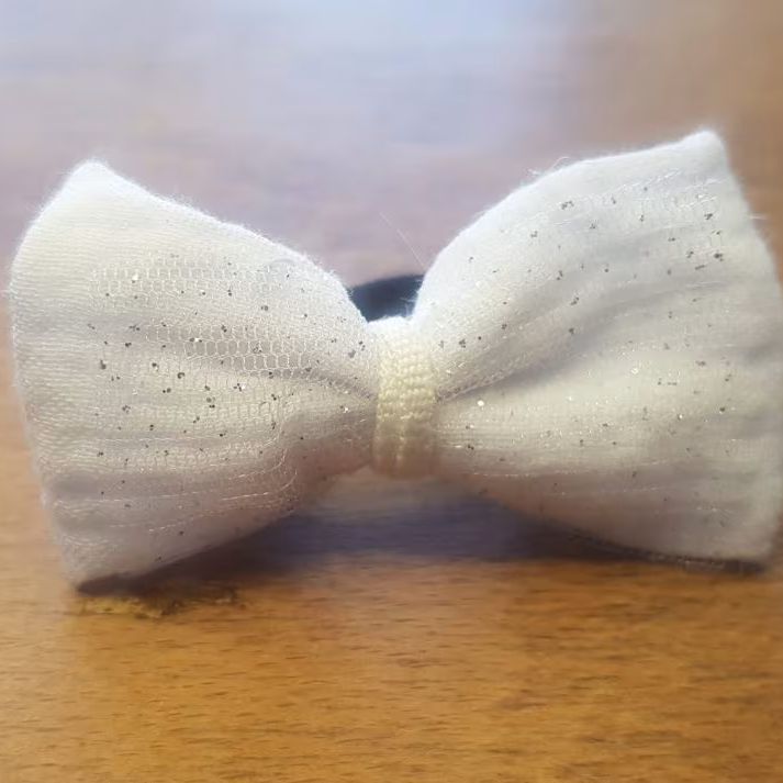 Noeud à cheveux - Elastique Blanc paillette
