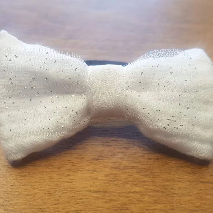 Noeud à cheveux - Elastique Blanc paillette