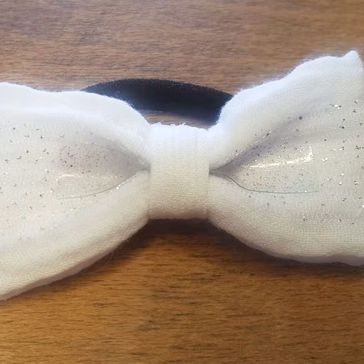 Noeud à cheveux - Elastique Blanc paillette