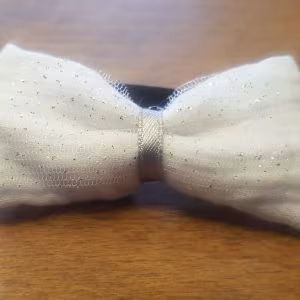 Noeud à cheveux - Elastique Blanc paillette