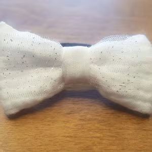 Noeud à cheveux - Elastique Blanc paillette