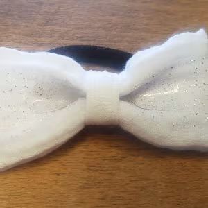 Noeud à cheveux - Elastique Blanc paillette