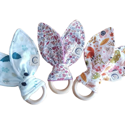 Hochet en bois "lapinou" - anneau en bois 5,5cm