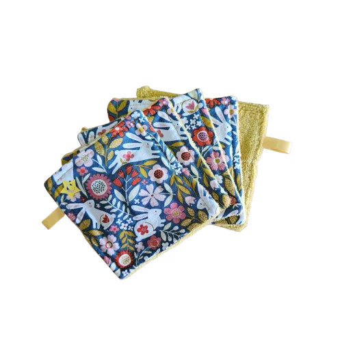 Lot de 5 lingettes lavables - plusieurs coloris