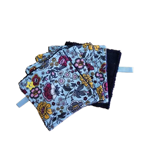 Lot de 5 lingettes lavables - plusieurs coloris