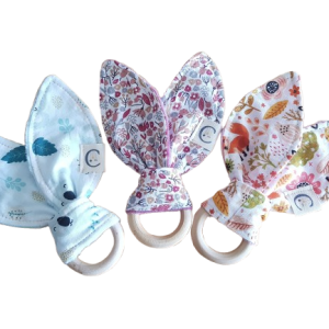 Hochet en bois "lapinou" - anneau en bois 5,5cm
