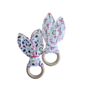 Hochet en bois "lapinou" - anneau en bois 7cm