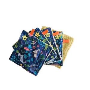 Lot de 5 lingettes lavables - plusieurs coloris