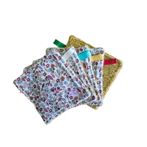 Lot de 5 lingettes lavables - plusieurs coloris