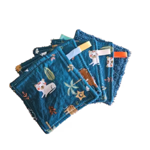 Lot de 5 lingettes lavables - plusieurs coloris