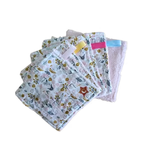 Lot de 5 lingettes lavables - plusieurs coloris