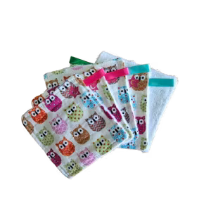 Lot de 5 lingettes lavables - plusieurs coloris