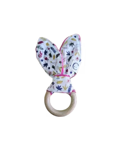 Hochet en bois "lapinou" - anneau en bois 7cm