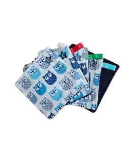 Lot de 5 lingettes lavables - plusieurs coloris